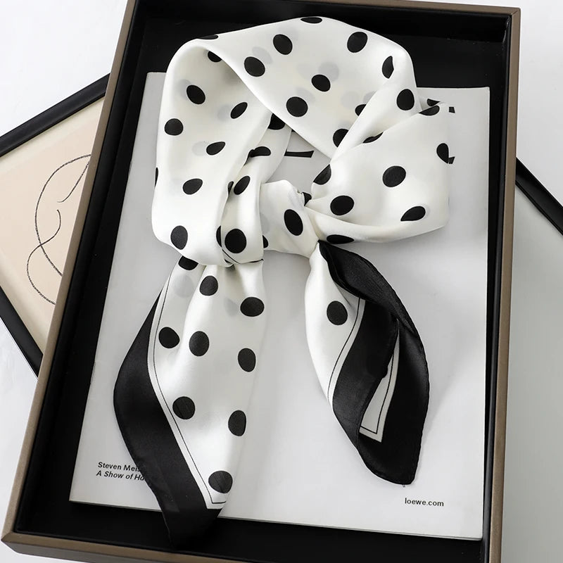 Lady Hair Dot Scarf Female Silk Square Scarves Head Wraps for Women Bandana Fashion Foulard Shawls Female Neckerchief Summer