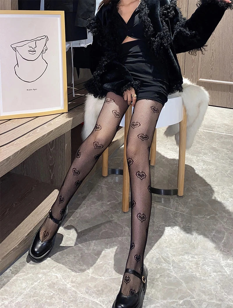 Woman Girls Fashion Punk Gothic  Fishnet Stockings Snake Skull Striped Mesh Tights Panties Lolita Plus Size Pantyhose Leggings