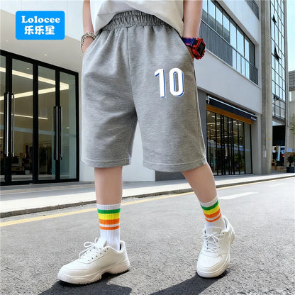 3-14 Years Summer Children Boys Cotton Shorts Number 23 Printed Short Trousers Teens Basketball Sports Short Sweatpants SZ23