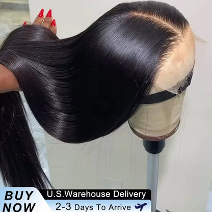 Perrque de cheveux brésiliens humains 4x4 sans colle, prête à porter, de 36, 38, 40 pouces, perruques frontales en dentelle HD transparente 13x4 13x6, lisses comme des baguettes.