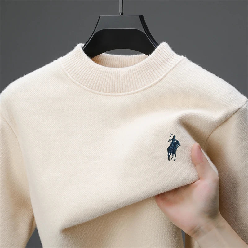 Luxury brand embroidered sweater men designer new round neck casual top winter plush thick warm knit pullover fashion men's wear