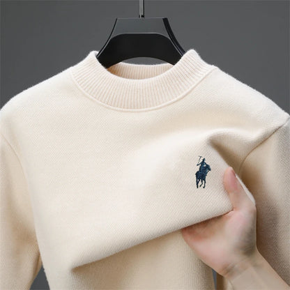 Luxury brand embroidered sweater men designer new round neck casual top winter plush thick warm knit pullover fashion men's wear