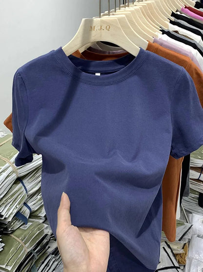 Femmes T-shirt Filles T-shirt Vêtements Femme Hauts T-shirt Femme Manches Courtes Printemps Tee Sexy Y2k Top Blanc