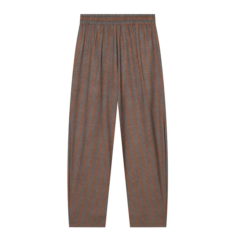 Women's Pants Sets 2 Piece Set Fashion Striped With Belt Coats Women Elastic Waist Casual Pants Two Piece Sets Women Outfits