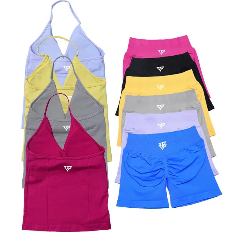 Ensembles 2 pièces Keep That Pump short haut tenues femme ensembles de yoga ensembles de sport soutien-gorge sans couture de haute qualité à lacets ensembles de sport anti-rayures