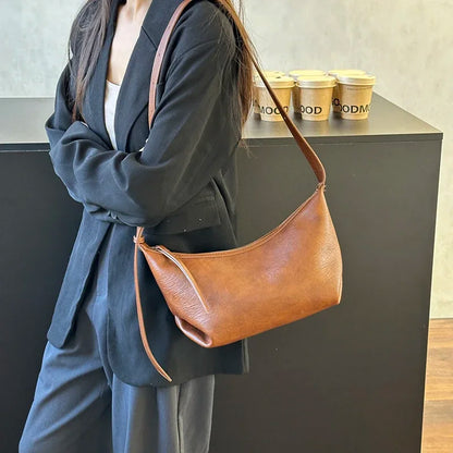 Small Designer Women's Black Bag Simple Retro Crossbody Bags Luxury Pu Leather Female Handbags Pure Color Bucket Shoulder Bags