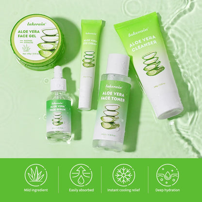 Coffret de Soins Multi-peaux à l'Aloès - Hydratation Profonde, Nutrition Intense, Éclaircissant, Hydratant, Lisse la Peau