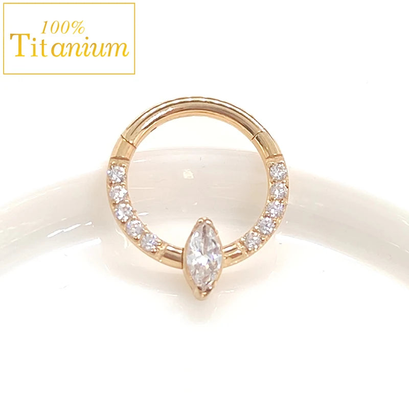 Anneaux de nez en titane G23, clicker de septum articulé, segment pour l'oreille, le tragus, le cartilage, l'hélix, le daith, le piercing labial, bijoux, boucles d'oreilles dorées