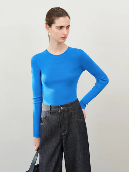 FSLE【Série Premium】Haut thermique sans couture en laine Biella allemande extra fine lavable col montant pour femme automne