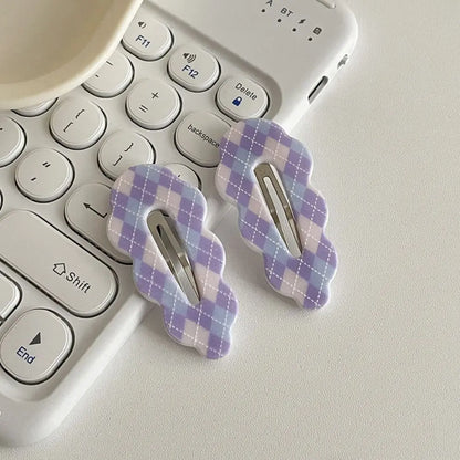 Sweet Alloy Plaid Hair Clip Acrylic Barrettes Cloud Hair Clip Candy Color Irregular Korean Style Hairpin Girls