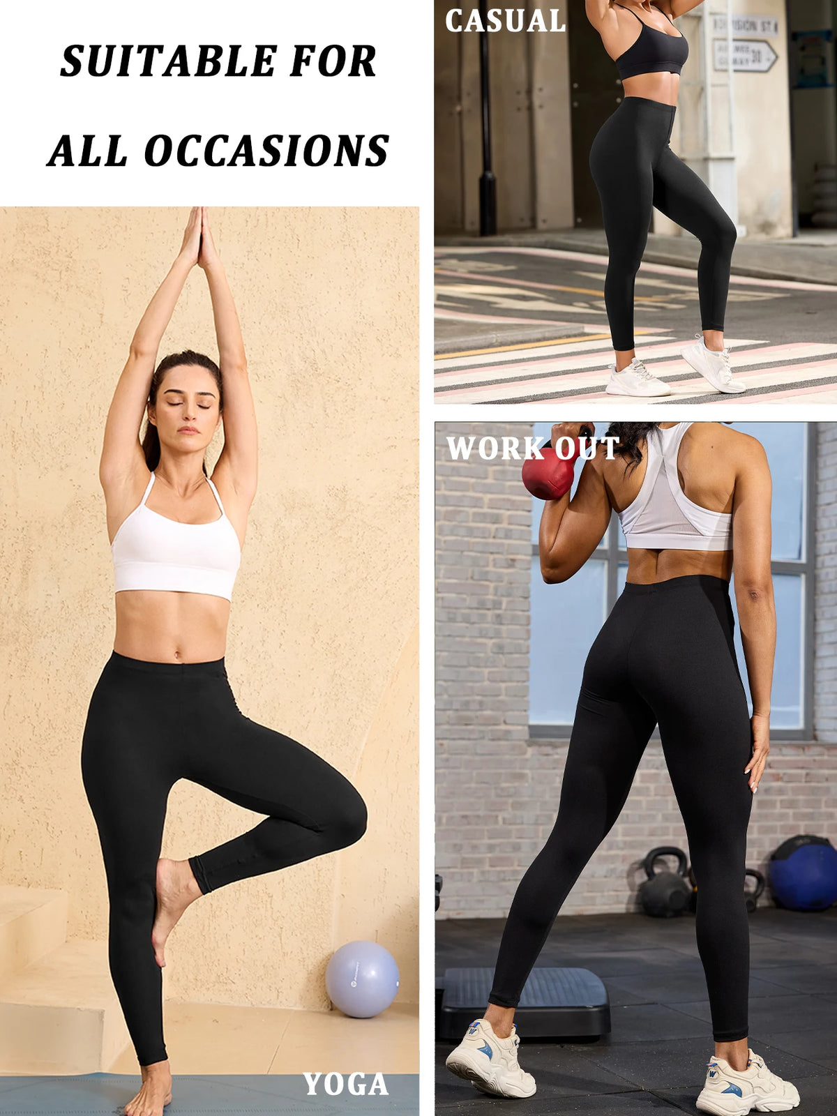 Low Rise Super Soft Leggings for Women - High Elasticity Stretchy Tights for Yoga Running Workout Casual Wear