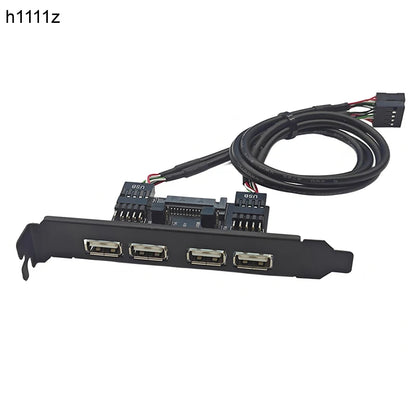 NEW Motherboard 9Pin to 4 Ports USB2.0 Baffle Adapter 30cm Cable USB 2.0 Back Panel Expansion Bracket for Desktop Computer Black