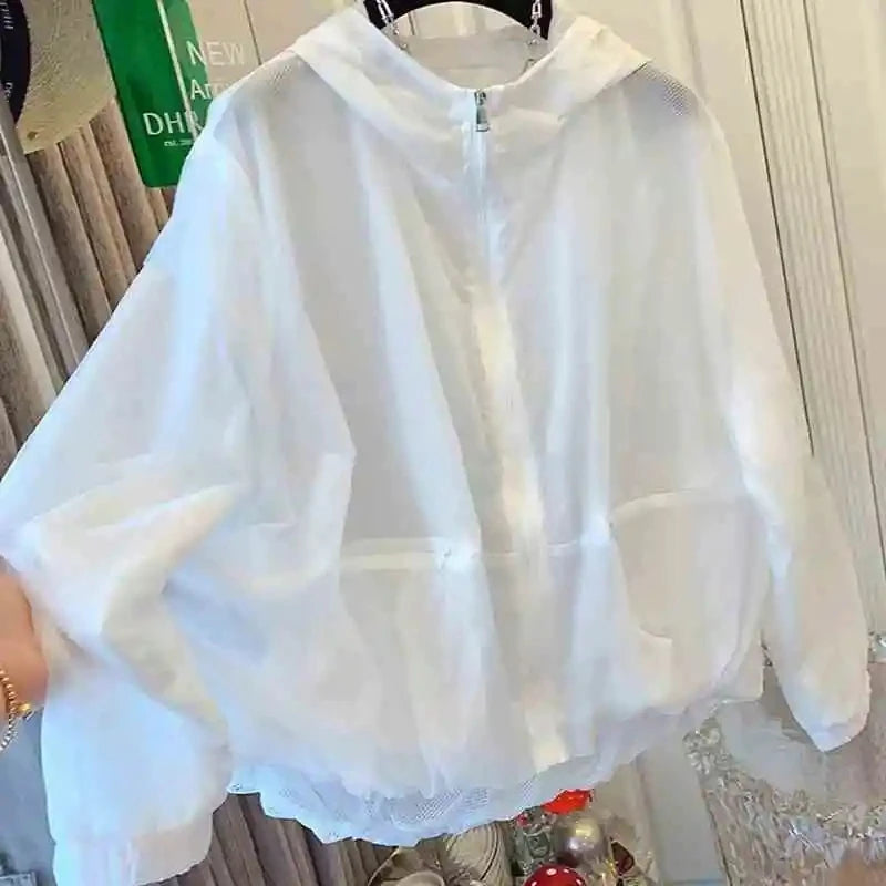 2025 New Women Plus Size Loose Suncreen Slim Hooded Short Sun Protection Clothes Women Lightweight Trench Coat Women Windbreaker