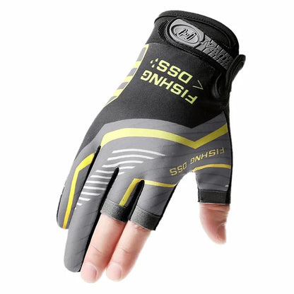 Fishing Cycling Gloves Men Summer Three Finger Cut Gloves for Fishing Sun Protection Male Anti-Slip Drive Breathable Thin Gloves