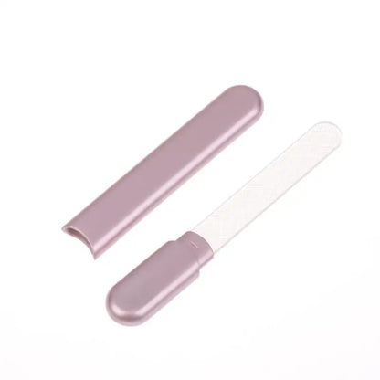 Portable Crystal Glass Nail File with Protective Case, Professional Nail Buffer for Natural & Acrylic Nails