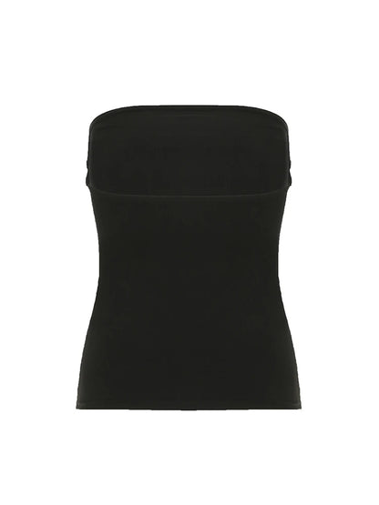Gothic Print Black Tube Top Women Strapless Skinny Cropped Tops Summer Casual Chic Graphic Tees Y2K Streetwear Vest Basic