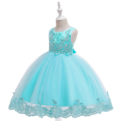 Party Dresses For Girls Flower Embroidery Beading Princess Dress For Kids First Communion Wedding Bridesmaid Birthday Party Gown