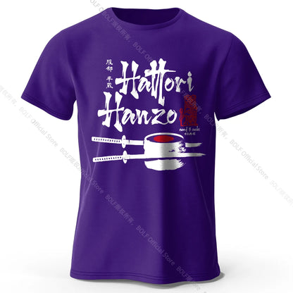 Men's Hattori Hanzo Printed T-Shirt 100% Cotton Oversized Ninja Graphic Tees for Women Summer Tops Samurai Streetwear
