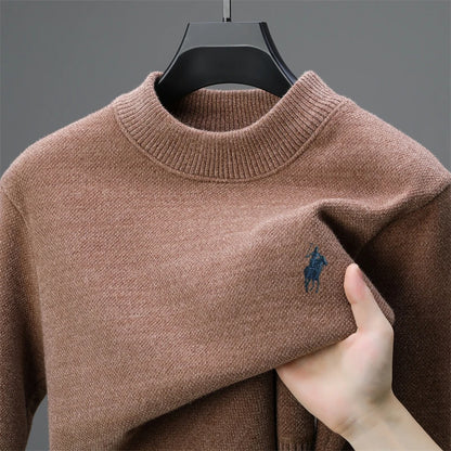 Luxury brand embroidered sweater men designer new round neck casual top winter plush thick warm knit pullover fashion men's wear