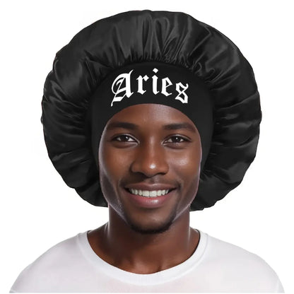 1PConstellation printing satin wide band sleep bonnet ,soft sleeping bonnet with wrap band,make up washing face daily use bonnet
