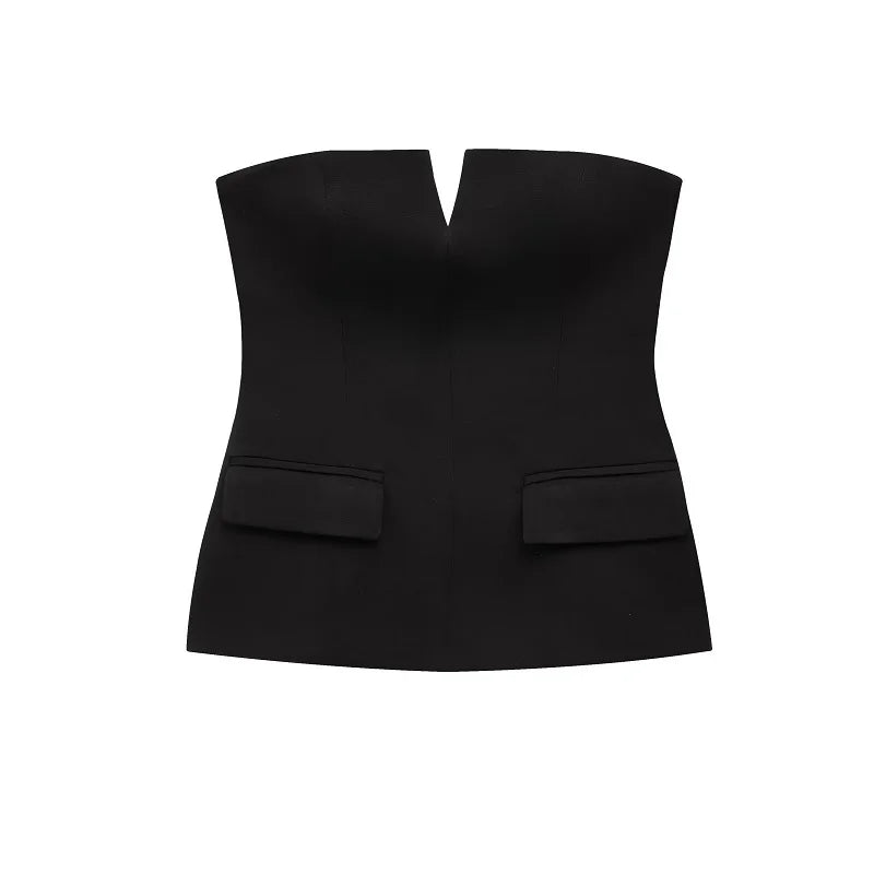 MUJER off Shoulder Tube Top Women Sexy Strapless Crop Top Woman Fashion Backless Short Tops for Women Spring Bustier Vest Top