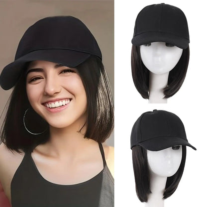 Wig, Baseball Cap with Hair Attached for Women, Adjustable Hat Wig with Heat Resistant Synthetic, 6 Inch, Baseball Cap with Hair