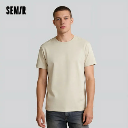 Semir Short Sleeve T-Shirt Men Pure Cotton Bottoming Shirt 2026 New Spring Solid Color Inner Layer Top Versatile White T-Shirt