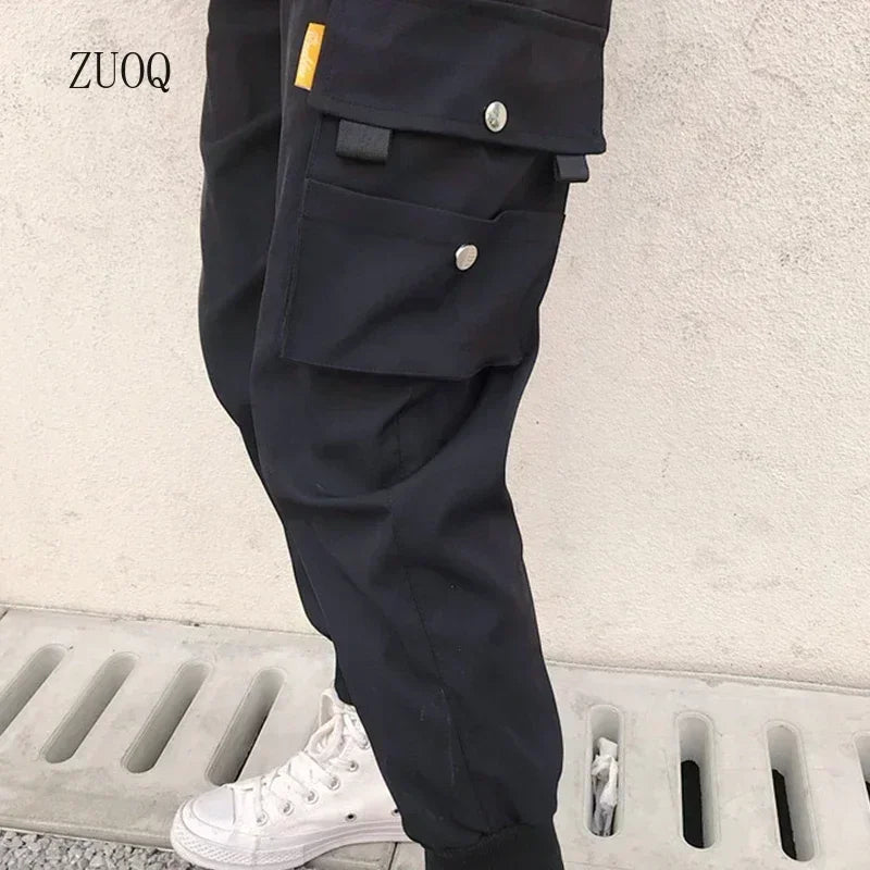 Hot Big Pockets Cargo Pants Women High Waist Loose Streetwear Baggy Tactical Trouser Fashion Hip Hop Joggers Trousers Female