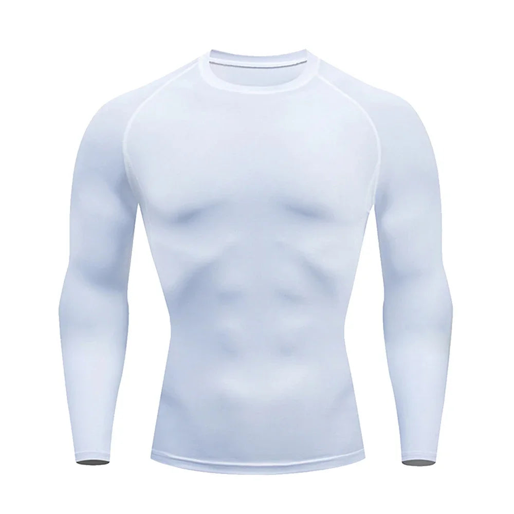 Men's Compression Shirt Men Rashgard Fitness Long Sleeve Running Shirt Man Gym Under T Shirt Football Jersey Sportswear Tights