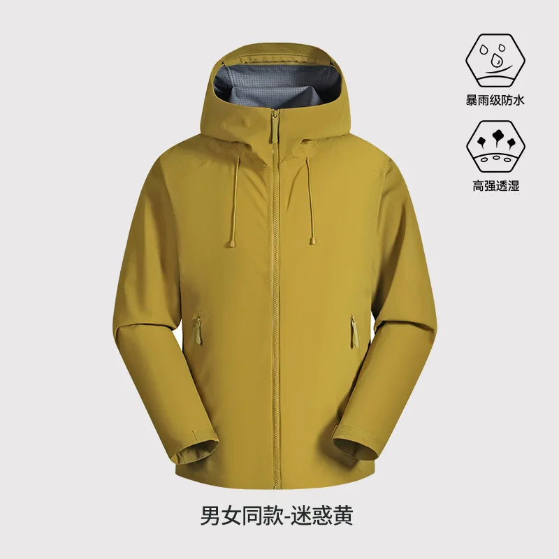All-Weather Waterproof Hiking Jacket, High Breathability Mountaineering Coat for Men & Women