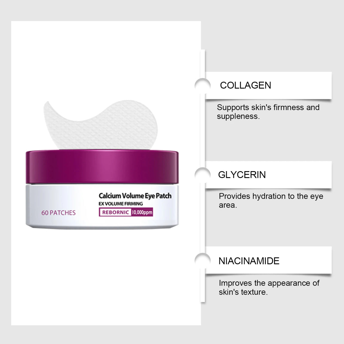 Ensemble de Soins à base de Calcium Anti-Âge Sérum Visage au Calcium Patchs Yeux Multi-Baume Atténue les Ridules Réduit les Cernes Nourrit