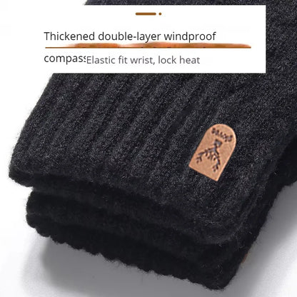Women Men Warm Winter Touch Screen Gloves Stretch Classical Knit Mittens Wool Full Finger Outdoor Cycling Driving Glove