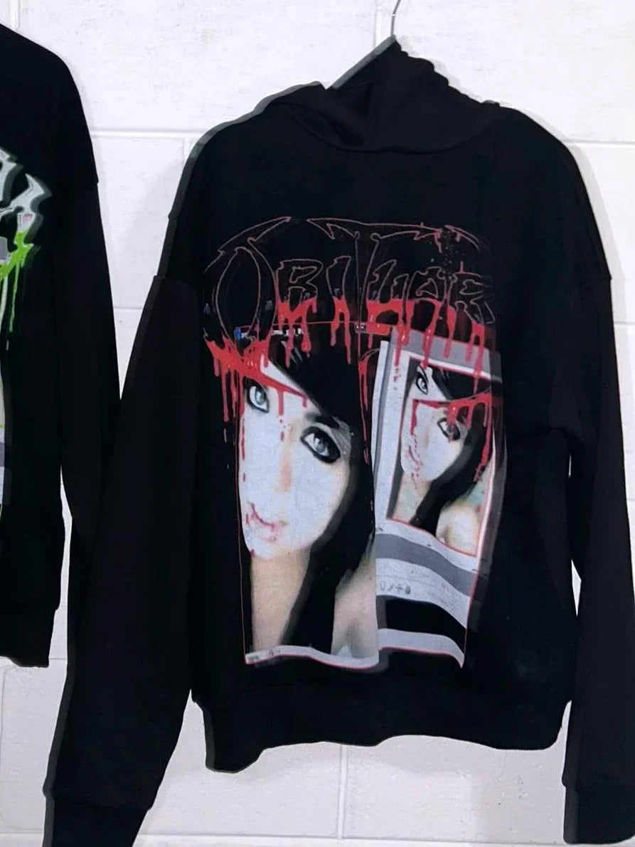 Y2k Droland Miller Scare Hoodies Women Gothic Punk Streetwear Grunge Top Sweatshirt Oversized Harajuku Hip Hop Hoodie Clothes