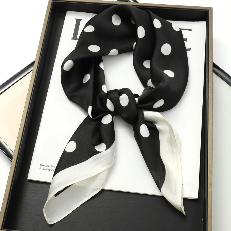 Lady Hair Dot Scarf Female Silk Square Scarves Head Wraps for Women Bandana Fashion Foulard Shawls Female Neckerchief Summer