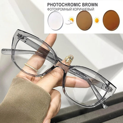 New Maillard Wind Net Red Cold Brown Cat Eye Glasses Frame Women's Plain Face Photo Frame Degrees 0~-6.00
