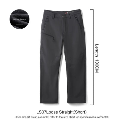 SIMWOOD 2026 Autumn New Loose Straight Soft Shell 300gsm Warm Fleece Lined Pants Casual Plus Size Outdoor Trousers