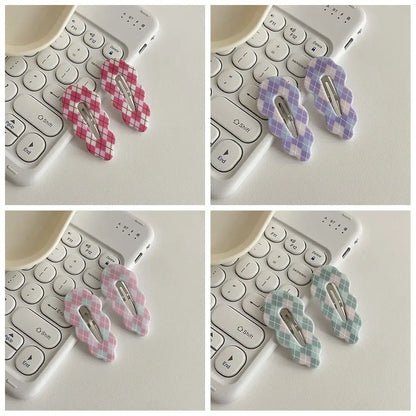 Sweet Alloy Plaid Hair Clip Acrylic Barrettes Cloud Hair Clip Candy Color Irregular Korean Style Hairpin Girls