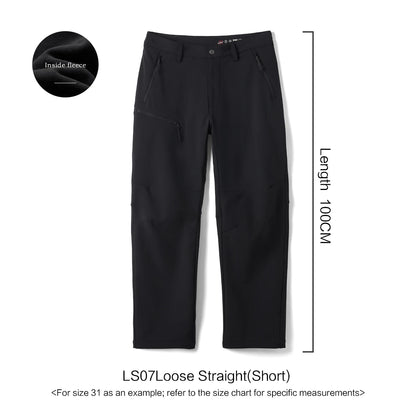 SIMWOOD 2026 Autumn New Loose Straight Soft Shell 300gsm Warm Fleece Lined Pants Casual Plus Size Outdoor Trousers