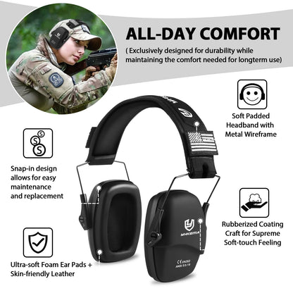 YHKEMA Tactical headset ear protection shooting headphones for hunting Hearing earmuff Noise reduction 25db earmuffs Silicone
