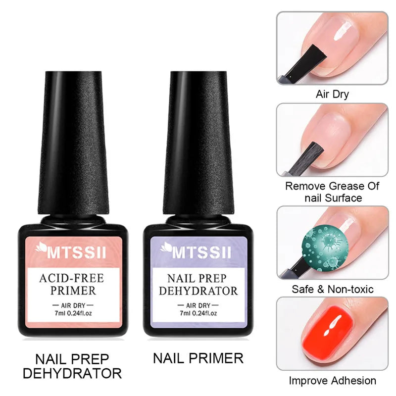 Acrylic No-acid Primer Nail Prep Dehydrator Set With Gel Base And Top Coat Soak Off UV LED Gel Nail Polish Manicure Kit Nails