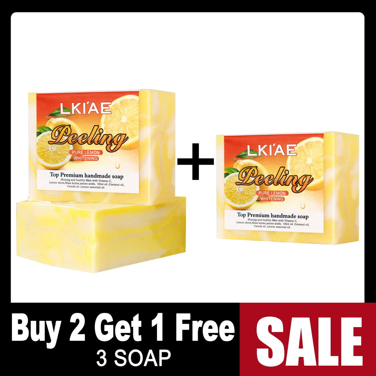 LKIAE Savon Éclaircissant au Citron Pur Naturel, Nettoyant Visage et Corps, Contrôle du Sébum, Élimine l'Acné, les Taches Brunes, les Points Noirs, 150g