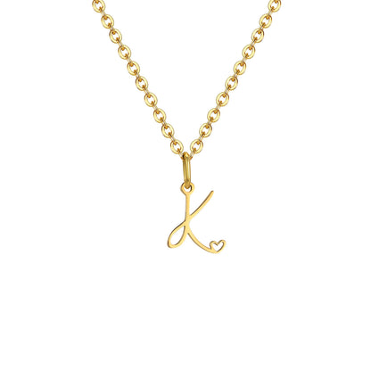 Dainty Heart Initial Necklace for Women, Gold Plated A-Z Letter Pendant, Waterproof Stainless Steel Monogram Jewelry, Personaliz