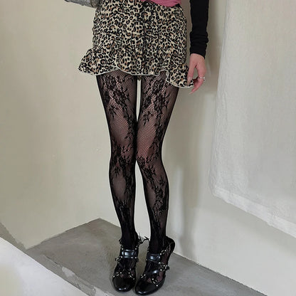 Collants Mignons Lolita Femme Sexy Dentelle Fleur Collants Hauts de Cuisse Bas Résille Lingerie Collants Résille Collants Femme