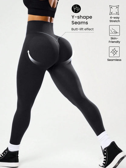 Legging de sport taille haute gainant pour femme, effet push-up, respirant, séchage rapide, avec découpe en V au dos