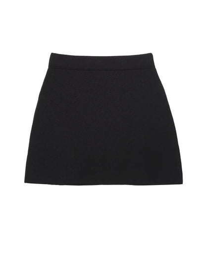 HH Women's Elegant Suit Round Collar Single-Breasted With Short Sleeve Pocket Knitted Top+Elastic Waist Mini Skirt Set