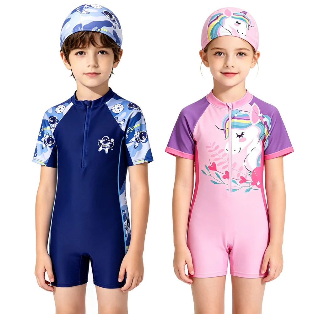 Baby Girls Rash Guard Swimsuits Bow Print Zip Up Short Sleeve Stand Collar Baby Girls Swimwears Bathing Suit 2 3 4 5 6 8 10Years