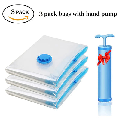 Vacuum Storage Organizer Bags, Travel Suitcases Essentials, Wardrobe Clothes Compression Packaging Sealing Bag Camping Equipment