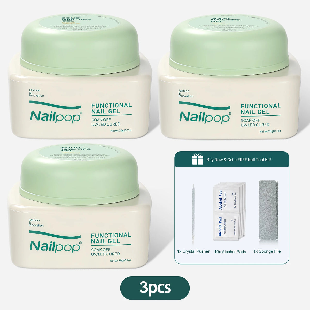 Nailpop Solid Nail Gel for Acrylic Nails Tips - Sculpting & Rhinestone Adhesive UV Gel Strong Adhesion Long-Lasting 20g