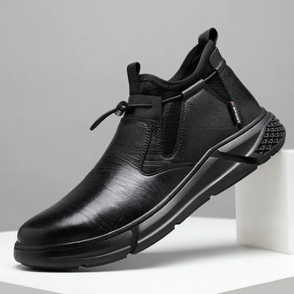 Black Leather Waterproof Safety Work Shoes Men Steel Toe Office Boots Shoes Indestructible Construction Male Boots Footwear