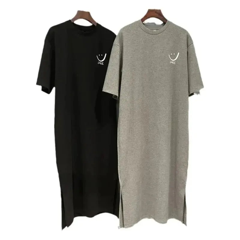 Nouvelle robe T-shirt d'été à manches courtes pour femmes, robe ample mi-longue au-dessus du genou